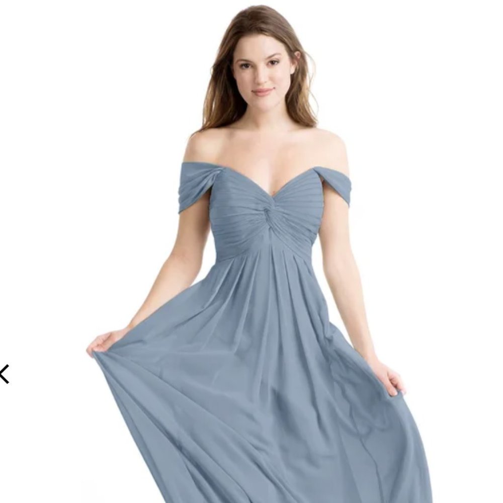 Azazie Dusty Blue Bridesmaid Dress - Size 6, Almost Brand New Condition!